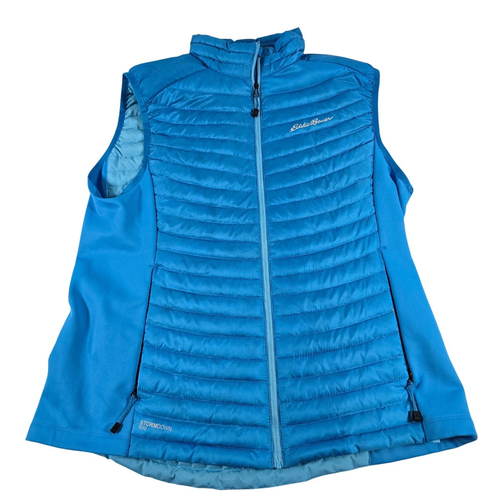 Eddie Bauer First Ascent StormDown 800 Blue Puffer Vest Womens Large 12293